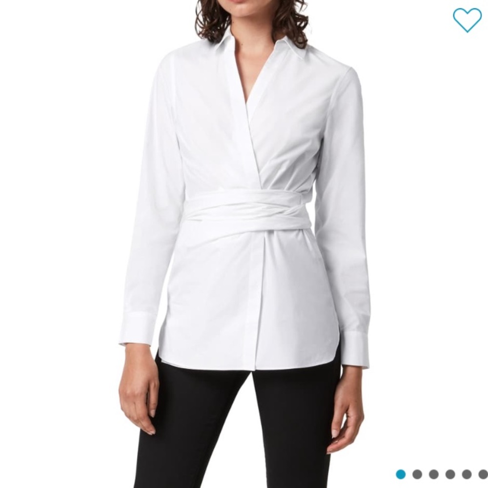 All Saints White Wrap Button-Down Shirt